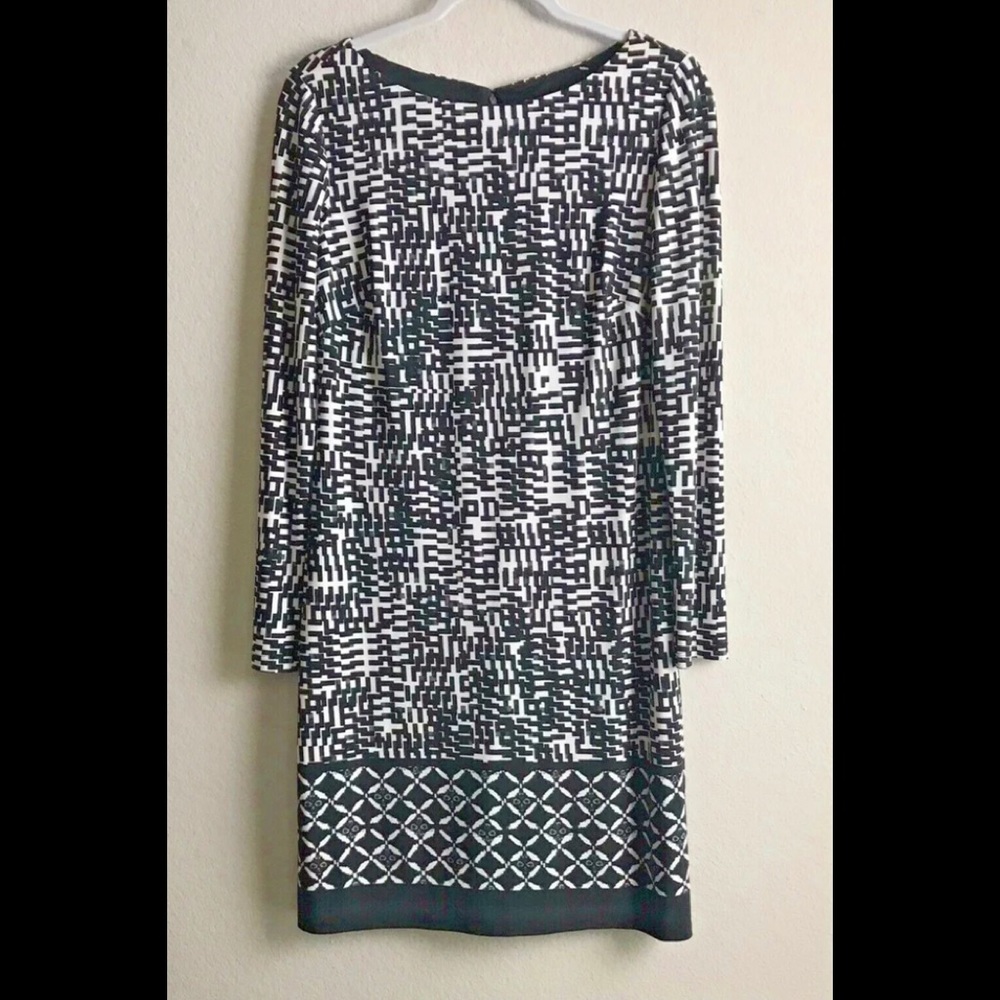 JONES & CO JONES OF NY SHIFT DRESS  BLACK & WHITE GEOMETRIC PRINT -SIZE 6 NWOT